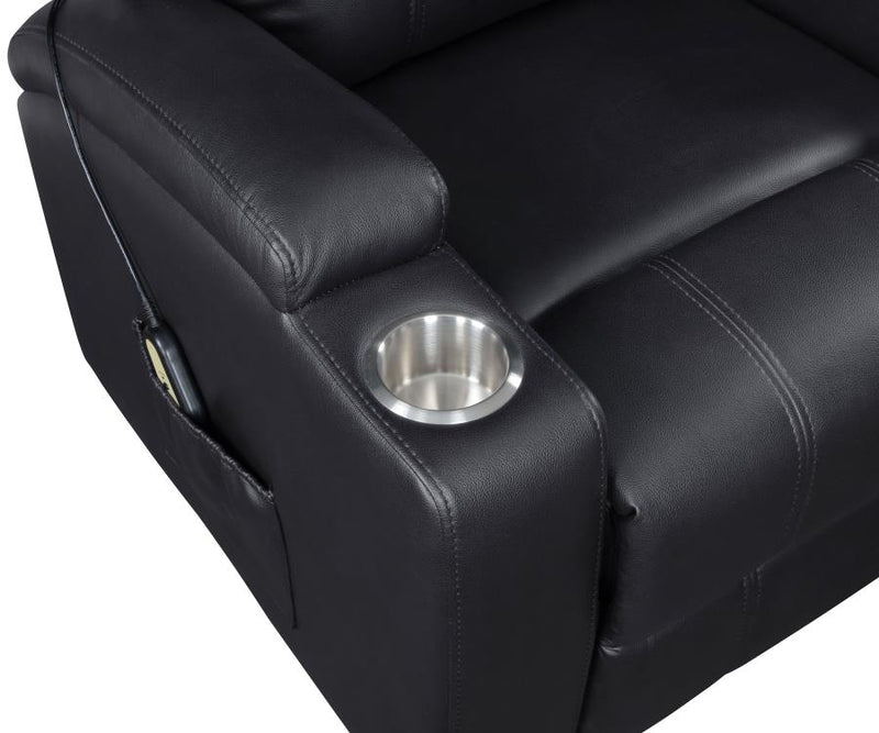 Armstrong Upholstered Power Lift Massage Recliner Black-zoom-