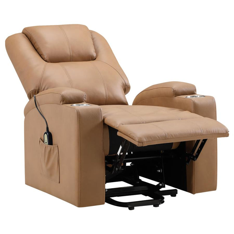 Armstrong Upholstered Power Lift Massage Recliner Camel-zoom-