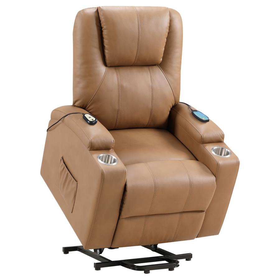 Armstrong Upholstered Power Lift Massage Recliner Camel-zoom-8