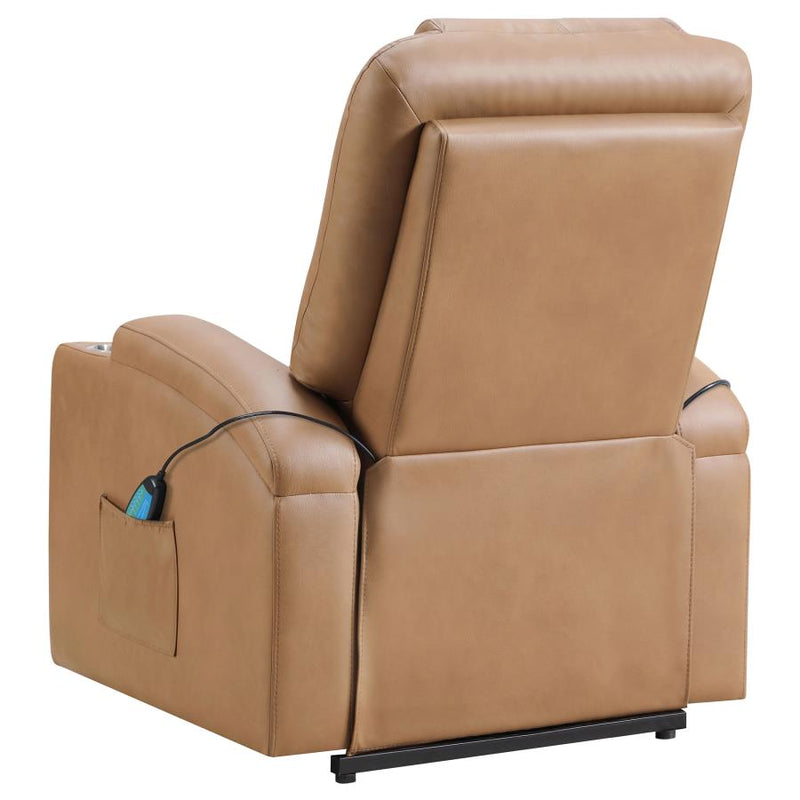 Armstrong Upholstered Power Lift Massage Recliner Camel-zoom-