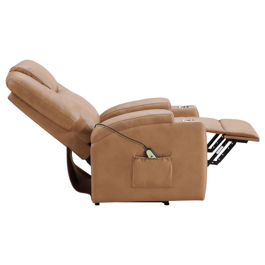 Armstrong Upholstered Power Lift Massage Recliner Camel-zoom-10