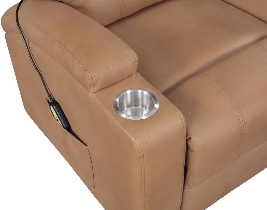 Armstrong Upholstered Power Lift Massage Recliner Camel-zoom-11