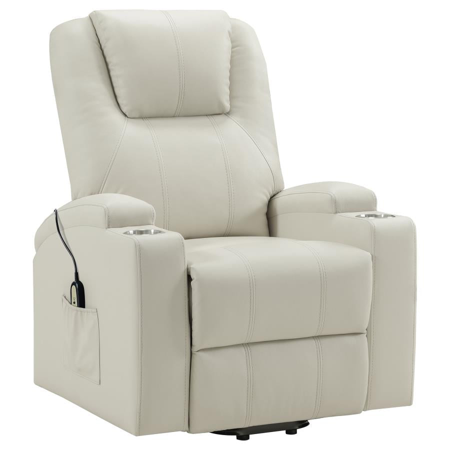 Armstrong Upholstered Power Lift Massage Recliner Ivory-zoom-5