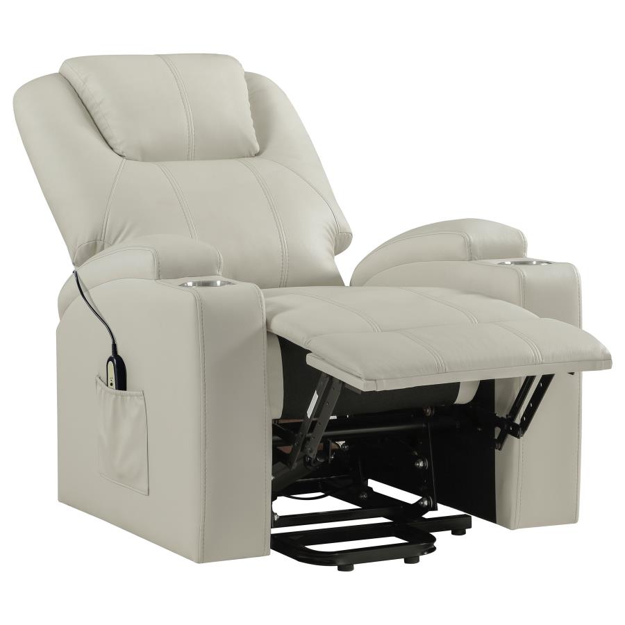 Armstrong Upholstered Power Lift Massage Recliner Ivory-zoom-6
