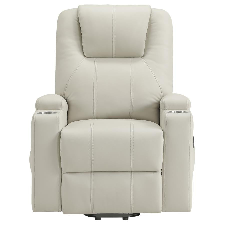 Armstrong Upholstered Power Lift Massage Recliner Ivory-zoom-7
