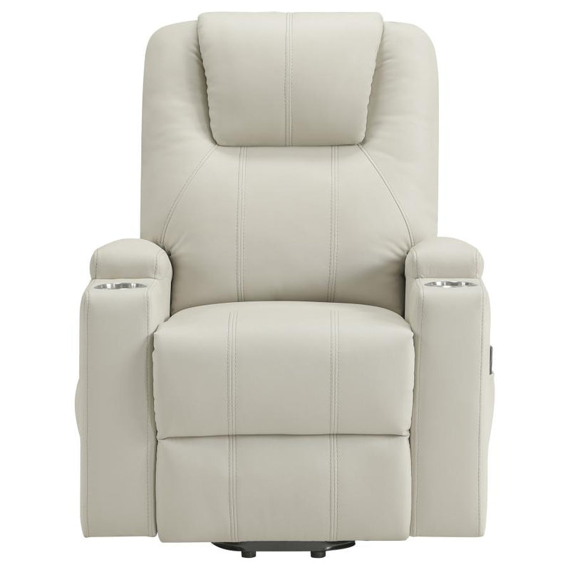 Armstrong Upholstered Power Lift Massage Recliner Ivory-zoom-