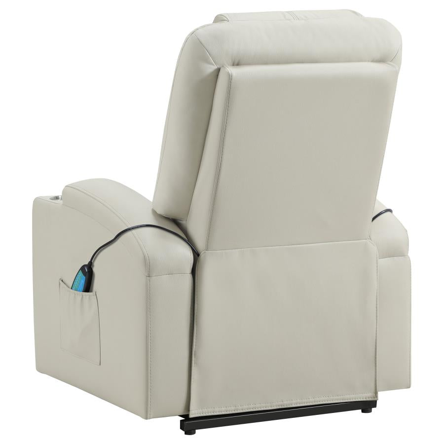 Armstrong Upholstered Power Lift Massage Recliner Ivory-zoom-9