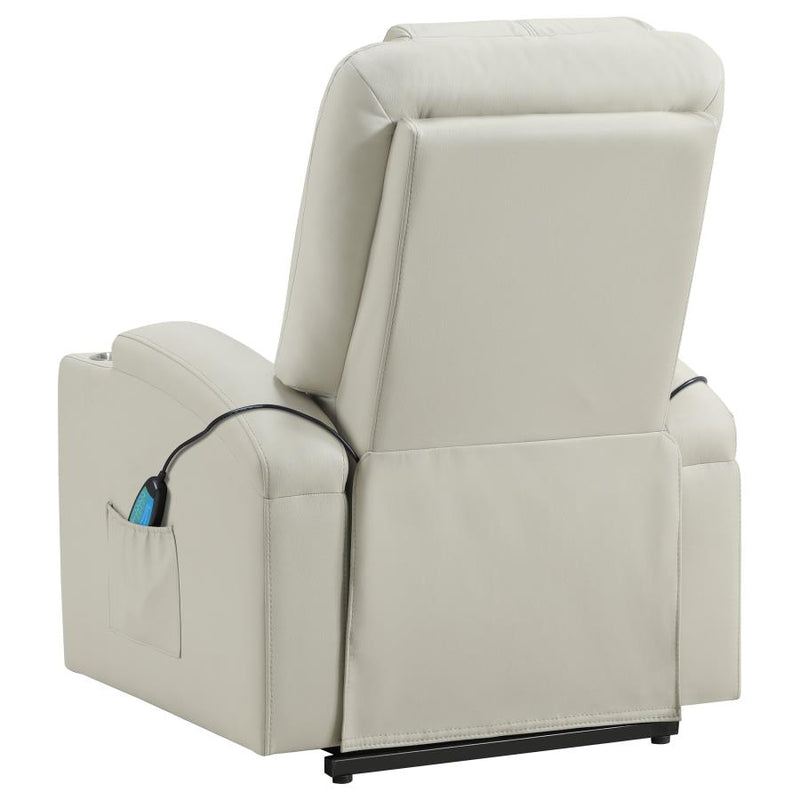 Armstrong Upholstered Power Lift Massage Recliner Ivory-zoom-