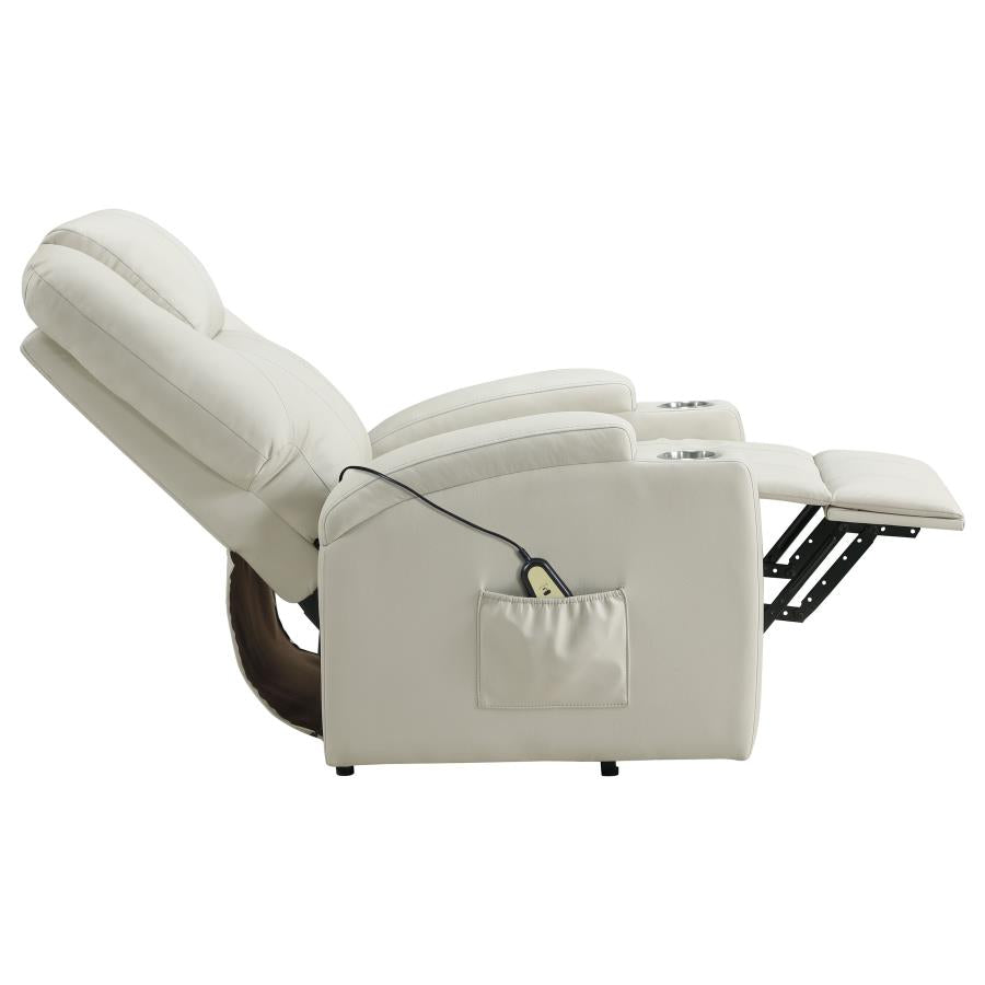 Armstrong Upholstered Power Lift Massage Recliner Ivory-zoom-10