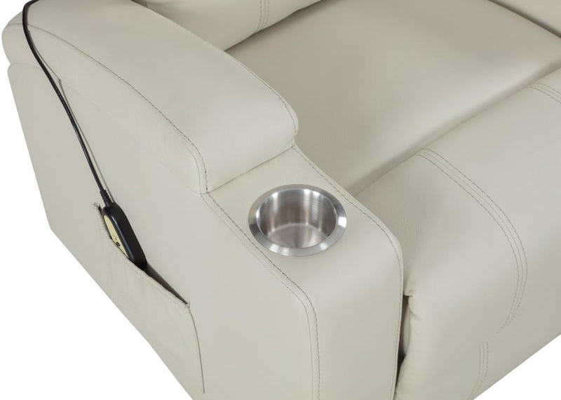 Armstrong Upholstered Power Lift Massage Recliner Ivory-zoom-