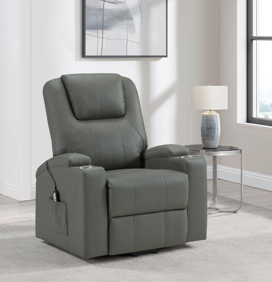 Armstrong Upholstered Power Lift Massage Recliner Grey-zoom-2