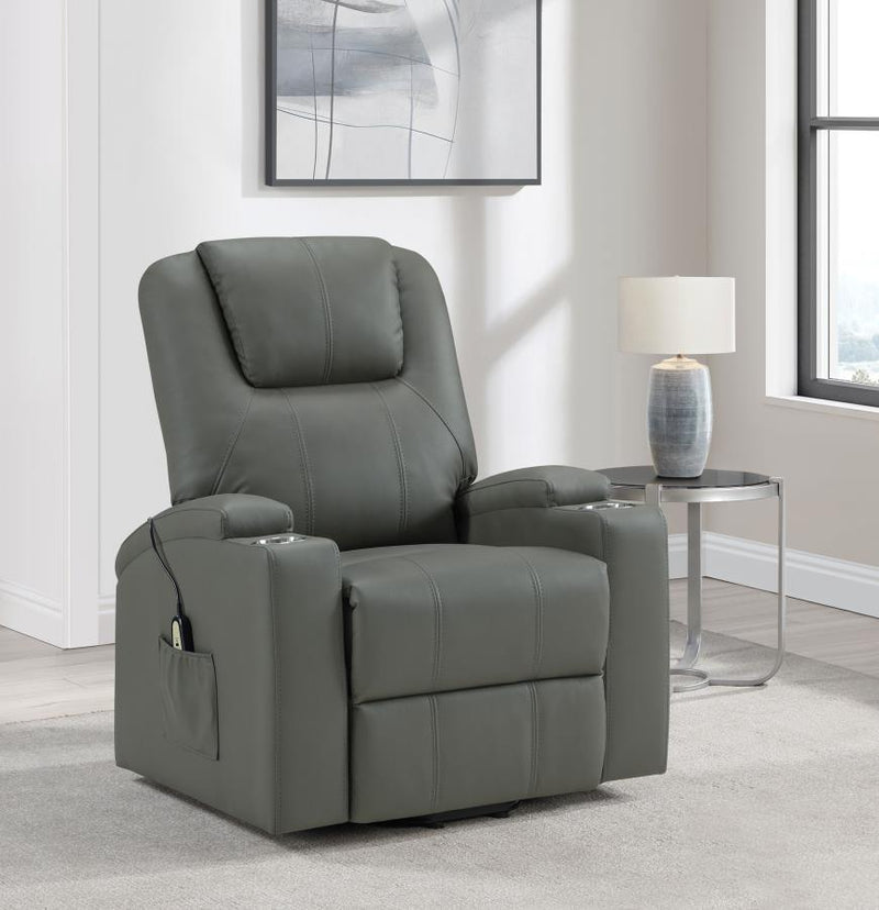 Armstrong Upholstered Power Lift Massage Recliner Grey-zoom-