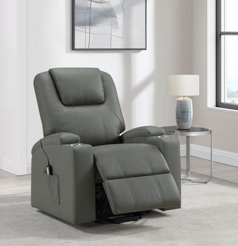 Armstrong Upholstered Power Lift Massage Recliner Grey-zoom-