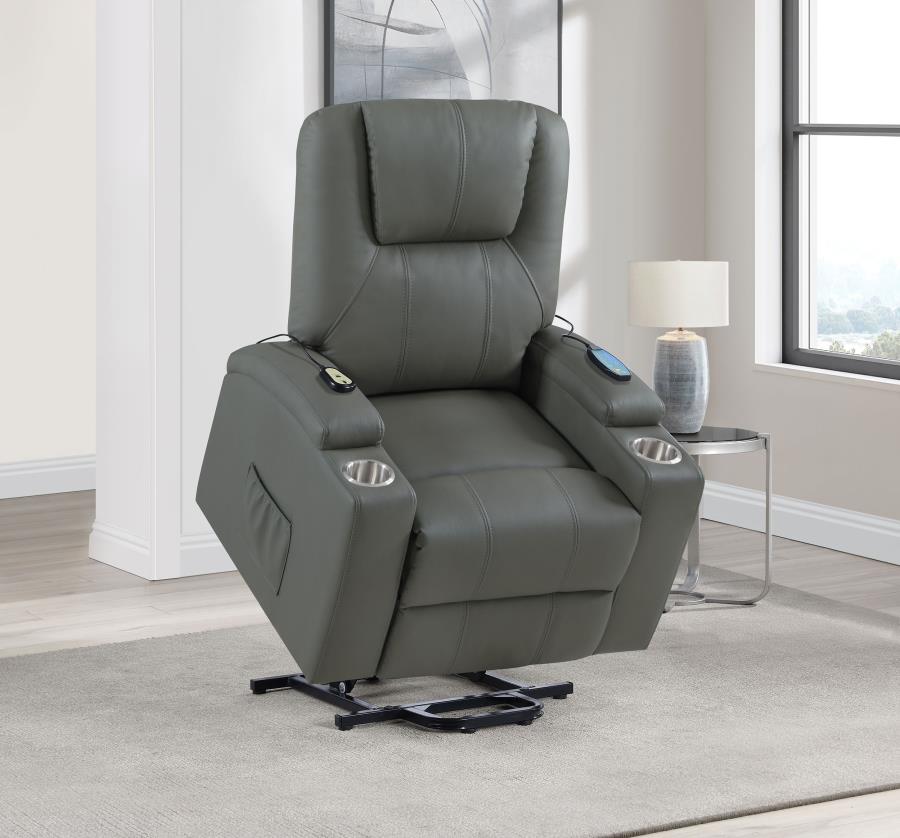 Armstrong Upholstered Power Lift Massage Recliner Grey-zoom-4