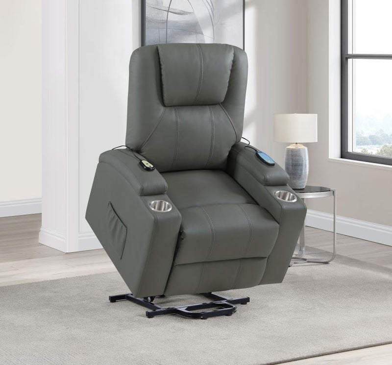 Armstrong Upholstered Power Lift Massage Recliner Grey-zoom-