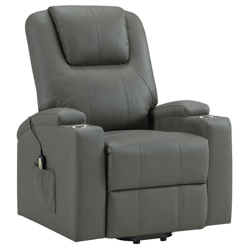 Armstrong Upholstered Power Lift Massage Recliner Grey-zoom-