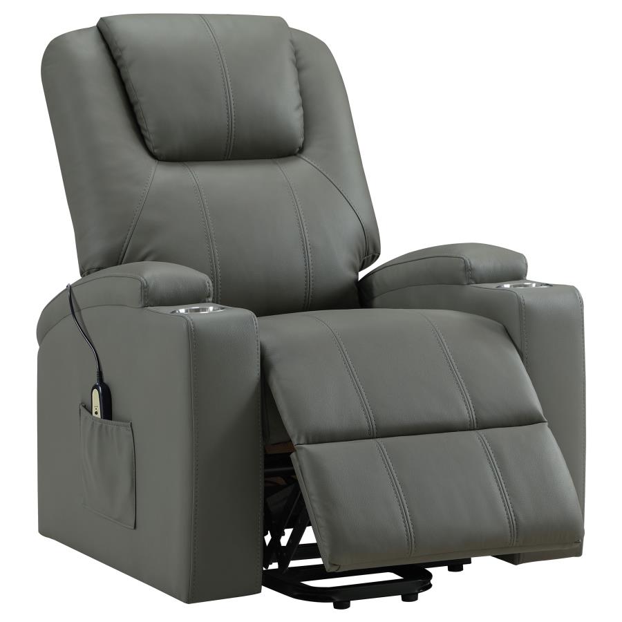 Armstrong Upholstered Power Lift Massage Recliner Grey-zoom-1