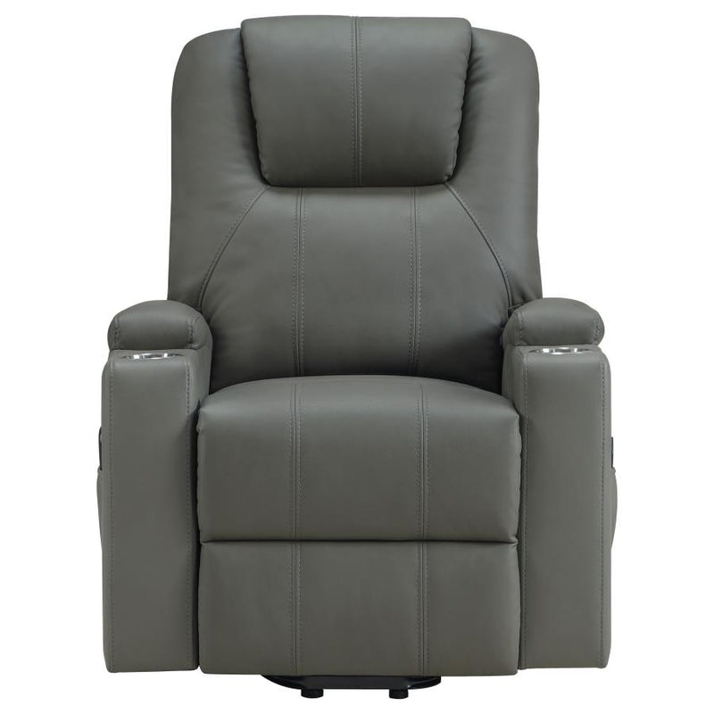 Armstrong Upholstered Power Lift Massage Recliner Grey-zoom-