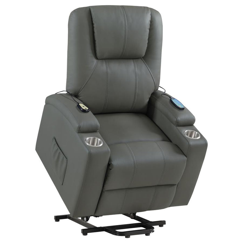 Armstrong Upholstered Power Lift Massage Recliner Grey-zoom-