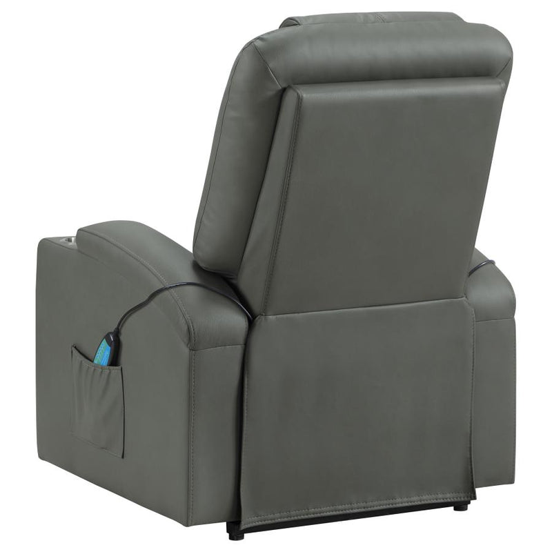 Armstrong Upholstered Power Lift Massage Recliner Grey-zoom-