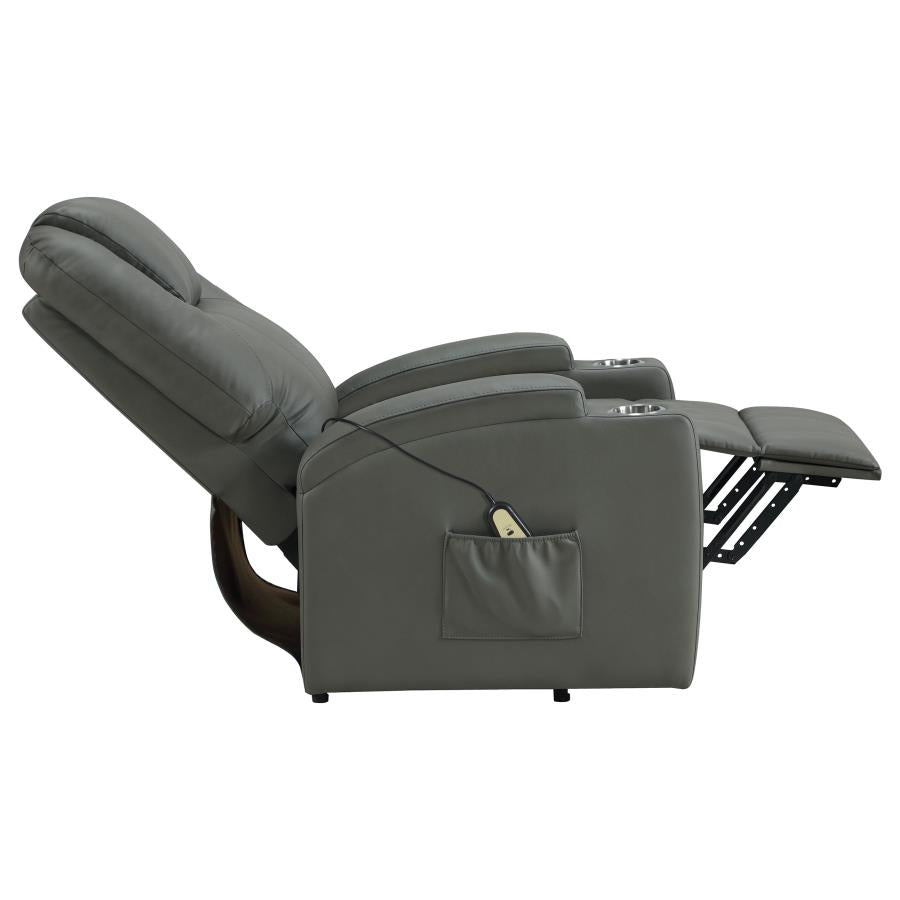 Armstrong Upholstered Power Lift Massage Recliner Grey-zoom-10