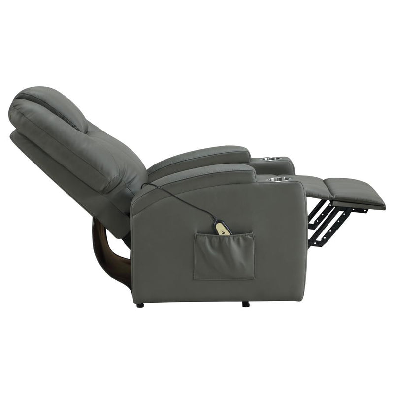 Armstrong Upholstered Power Lift Massage Recliner Grey-zoom-