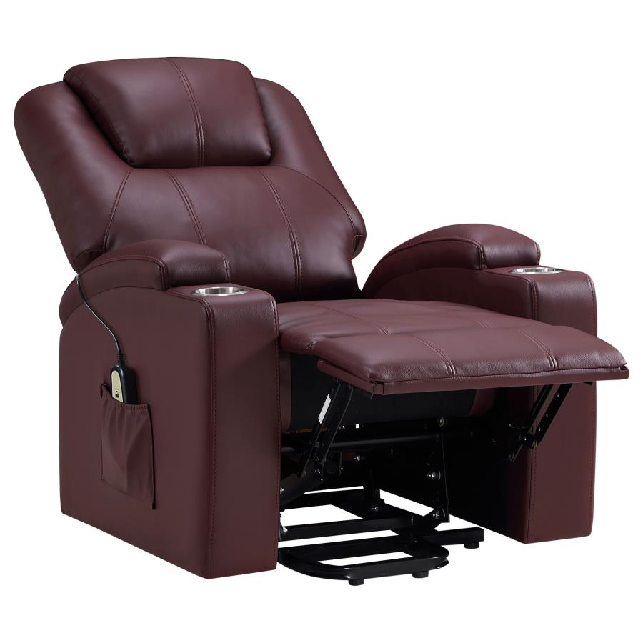 Armstrong Upholstered Power Lift Massage Recliner Wine-zoom-6