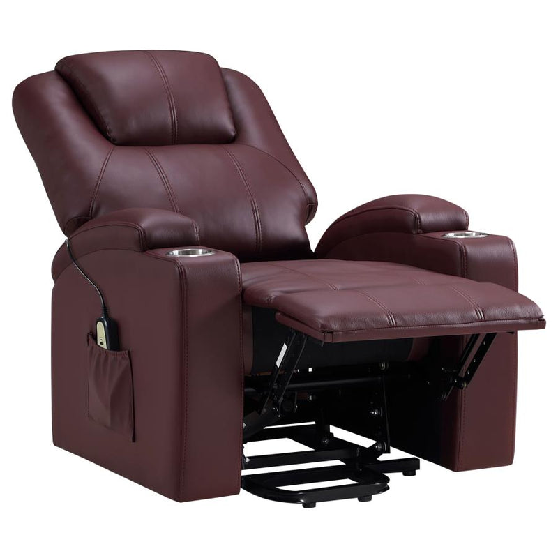 Armstrong Upholstered Power Lift Massage Recliner Wine-zoom-