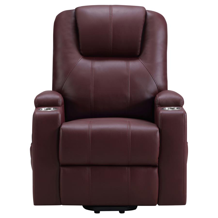 Armstrong Upholstered Power Lift Massage Recliner Wine-zoom-7