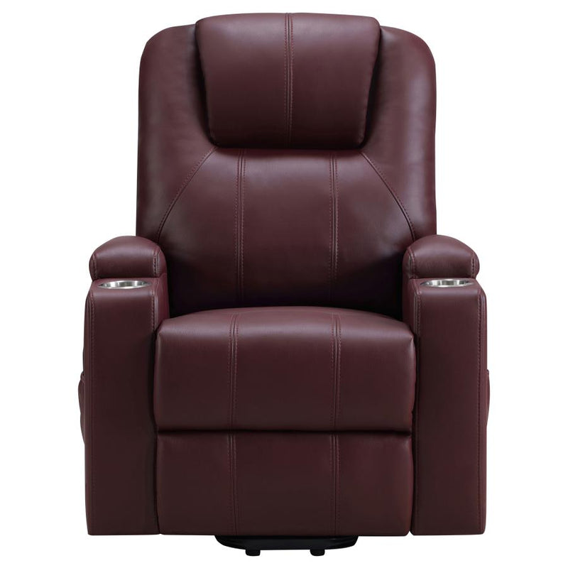 Armstrong Upholstered Power Lift Massage Recliner Wine-zoom-