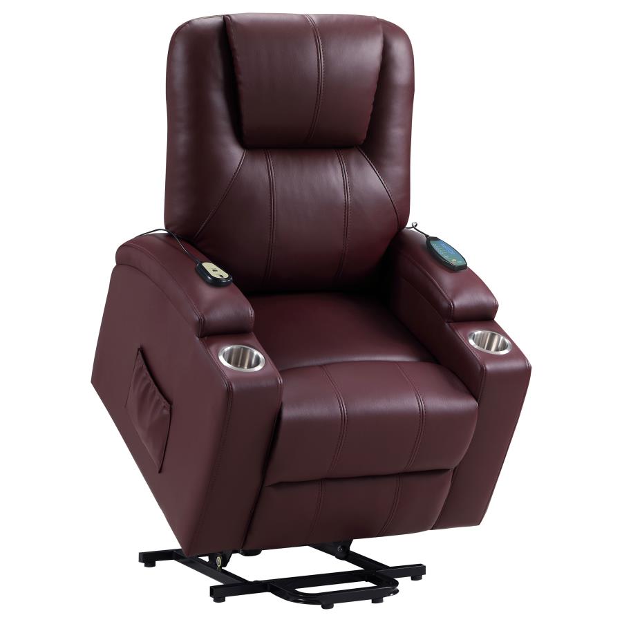 Armstrong Upholstered Power Lift Massage Recliner Wine-8