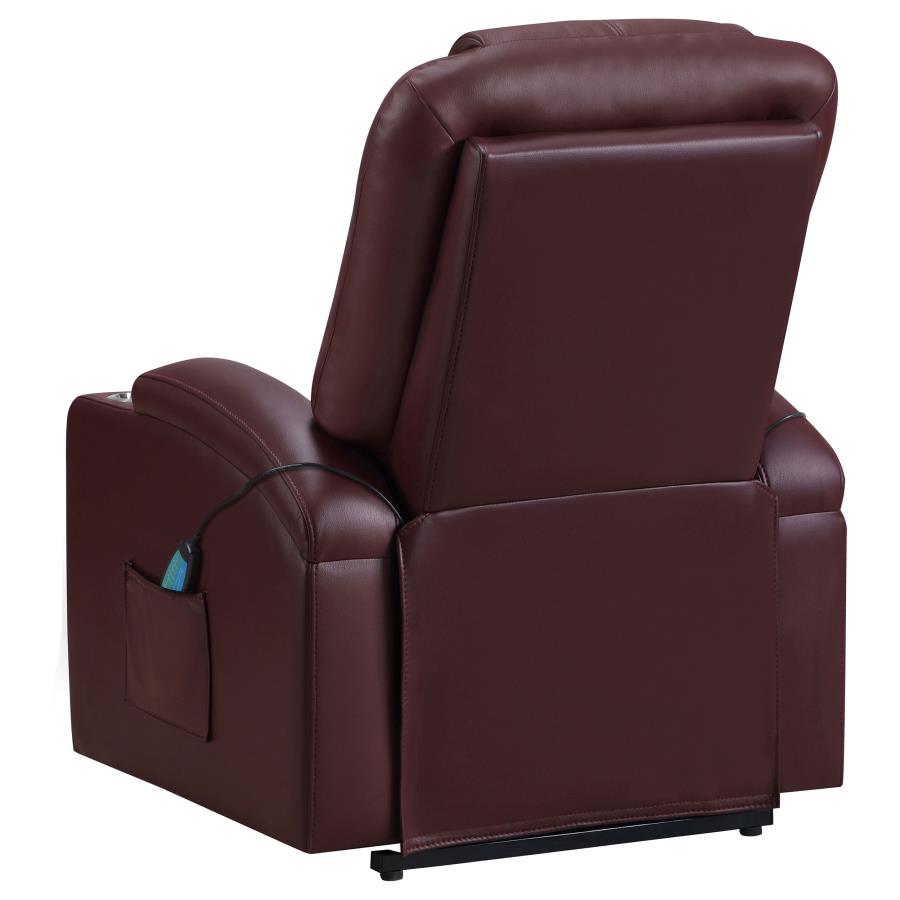 Armstrong Upholstered Power Lift Massage Recliner Wine-9