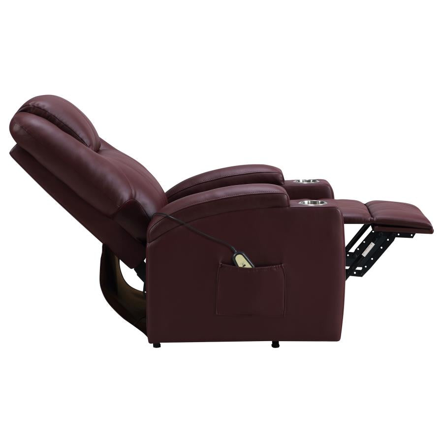 Armstrong Upholstered Power Lift Massage Recliner Wine-zoom-10