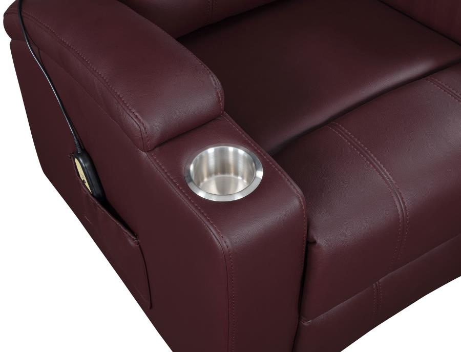 Armstrong Upholstered Power Lift Massage Recliner Wine-11