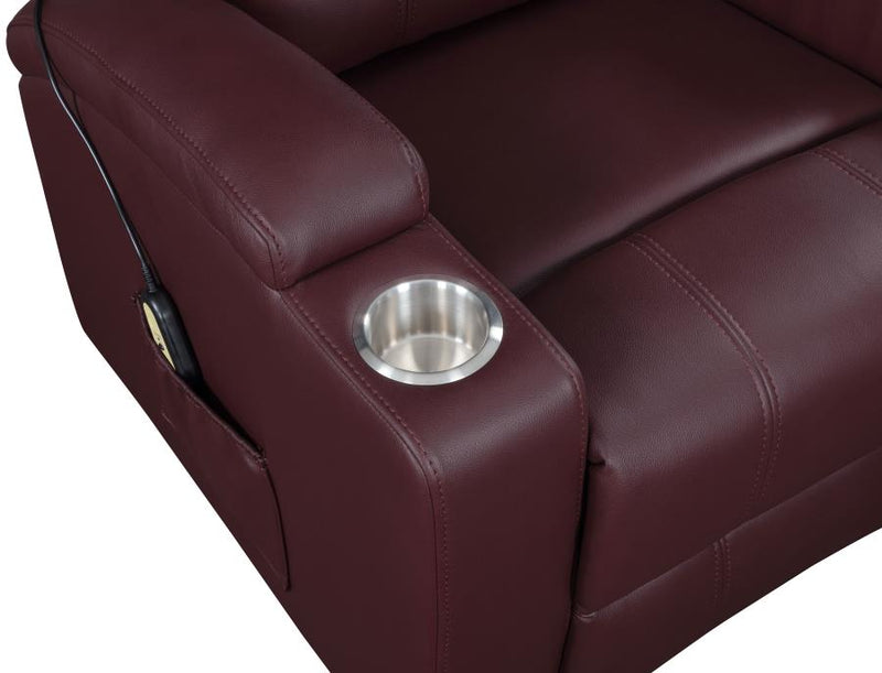 Armstrong Upholstered Power Lift Massage Recliner Wine-zoom-