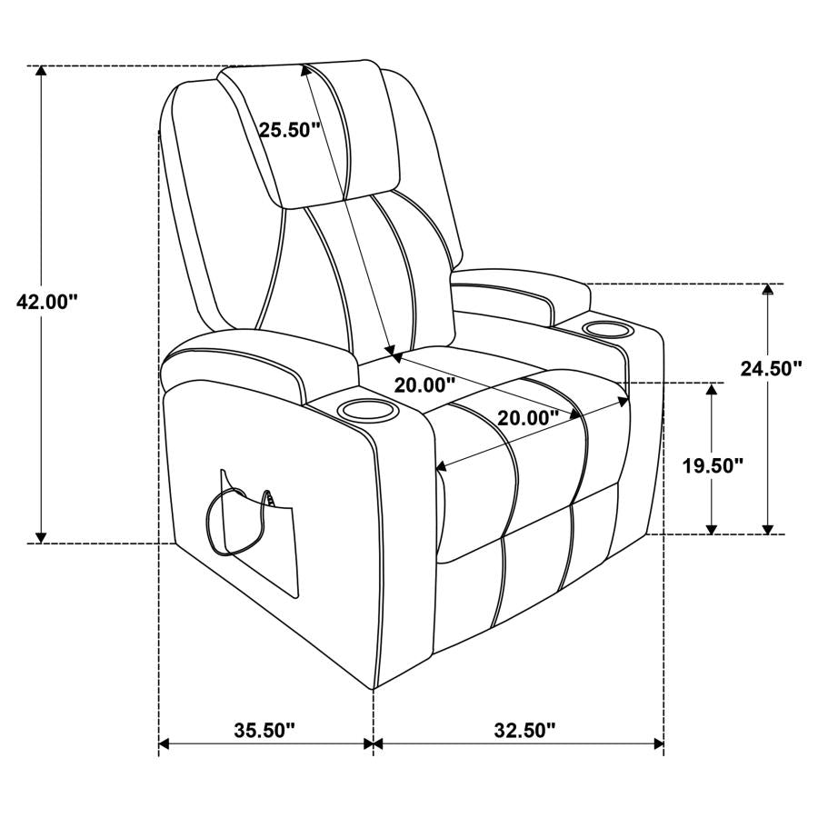 Armstrong Upholstered Power Lift Massage Recliner Wine-15