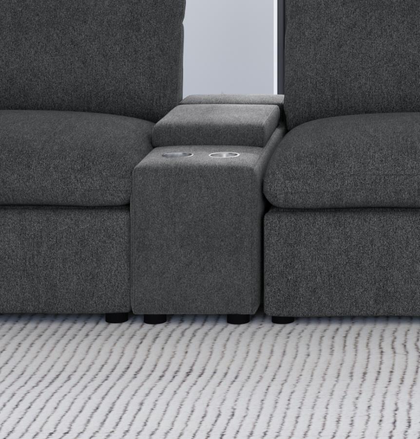 Collins Upholstered Modular Storage Console Dark Grey-2