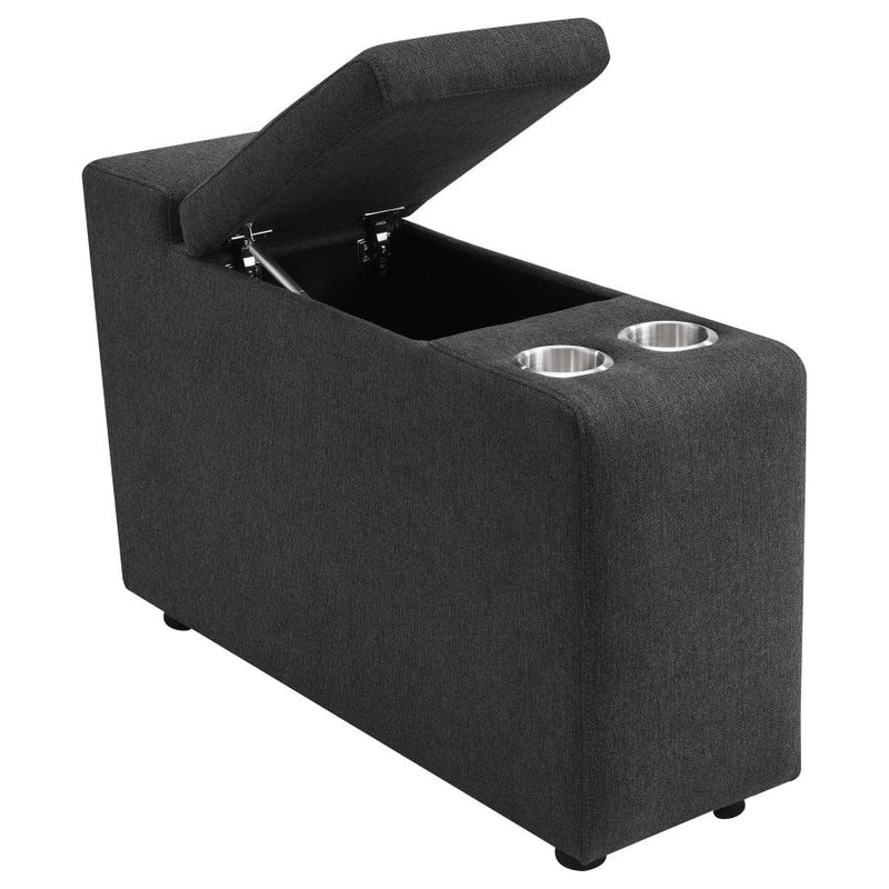 Collins Upholstered Modular Storage Console Dark Grey-zoom-