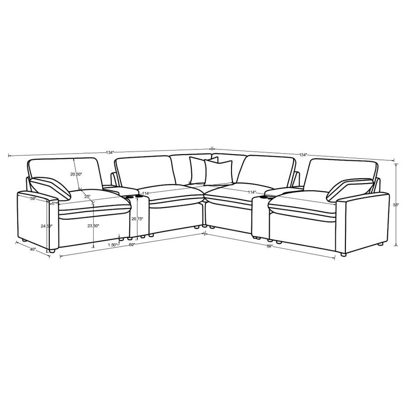 Collins 7-piece Modular Power Reclining Sectional Dark Grey-zoom-
