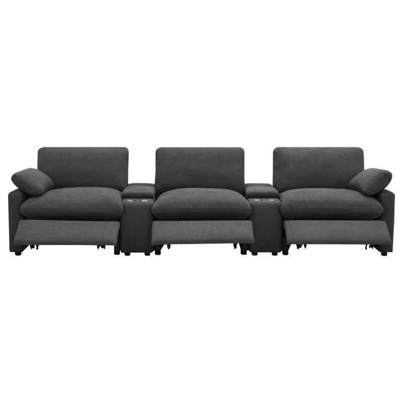 Collins 5-Piece Power Reclining Home Theater Seating Dark Grey-zoom-