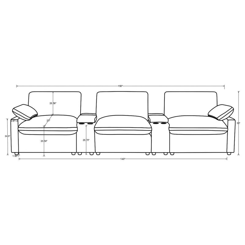 Collins 5-Piece Power Reclining Home Theater Seating Dark Grey-zoom-