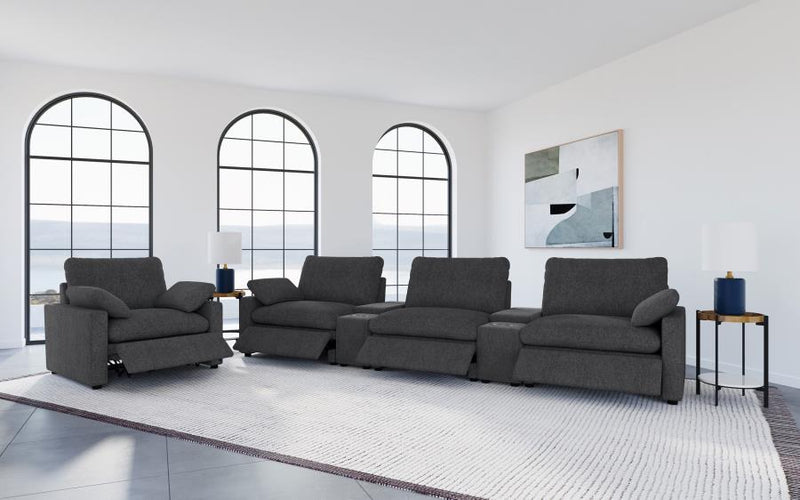 Collins Upholstered Power Recliner Chair Dark Grey-zoom-