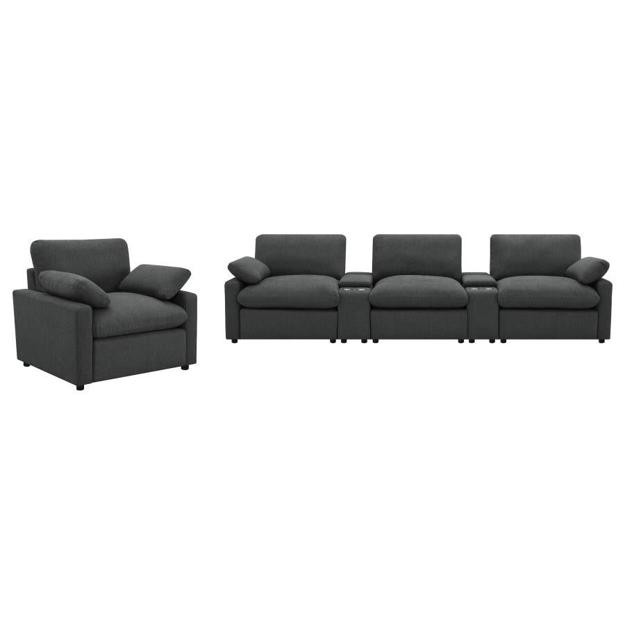 Collins Upholstered Power Recliner Chair Dark Grey-17