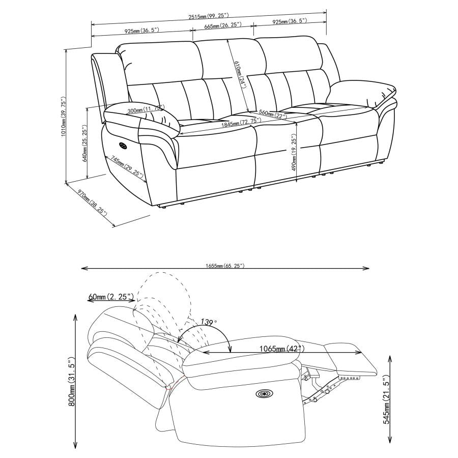 Bahrain Upholstered Power Sofa Charcoal-8