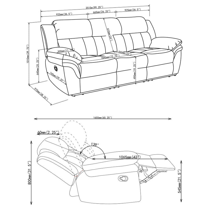 Bahrain Upholstered Motion Sofa Charcoal-zoom-