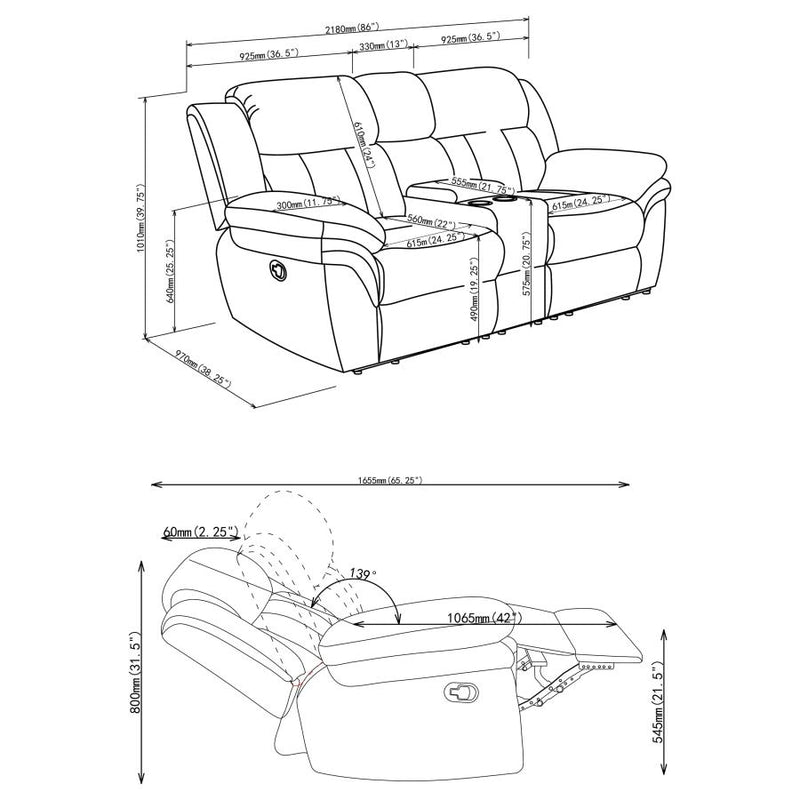 Bahrain Upholstered Motion Loveseat Charcoal-zoom-
