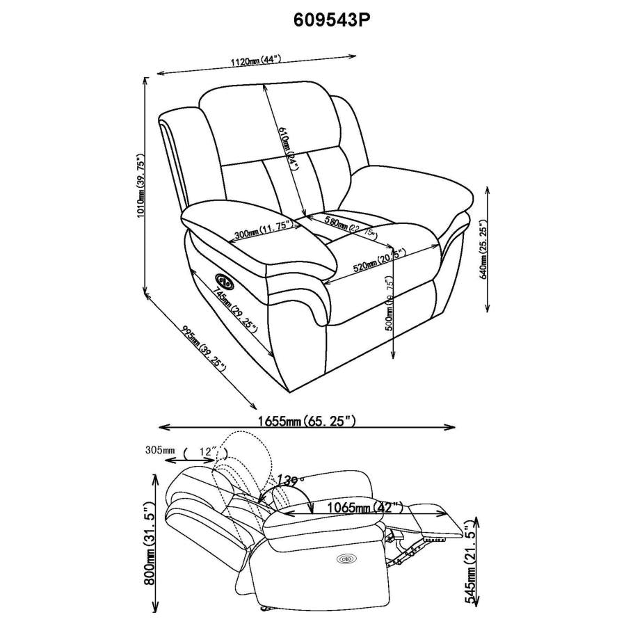 Bahrain Upholstered Power Glider Recliner Charcoal-zoom-14