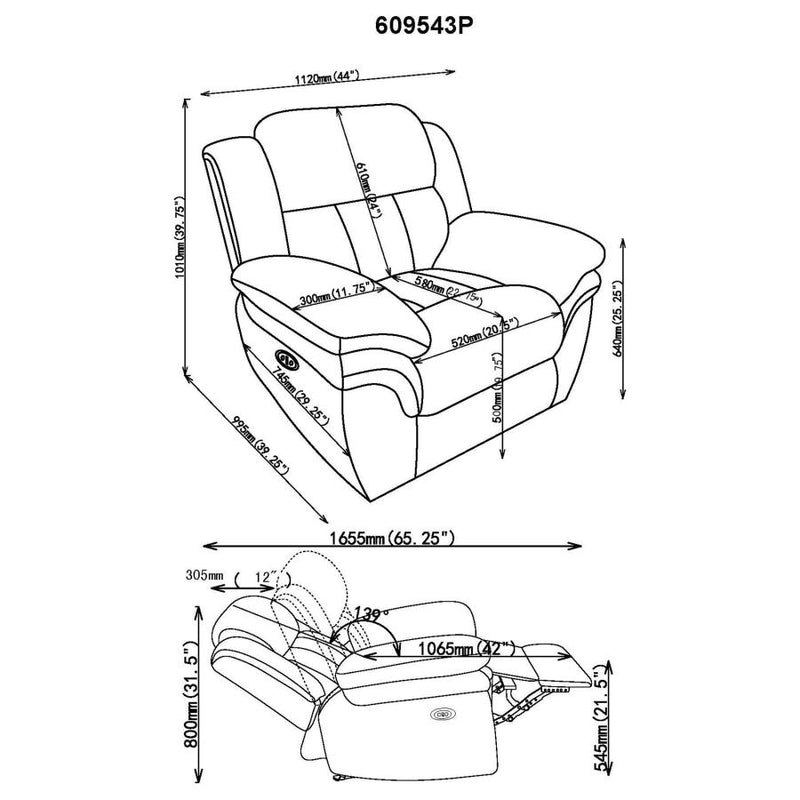 Bahrain Upholstered Power Glider Recliner Charcoal-zoom-