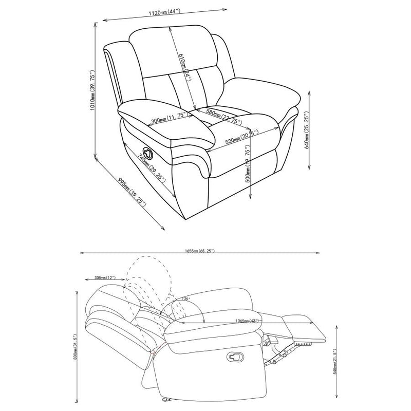 Bahrain Upholstered Glider Recliner Charcoal-zoom-