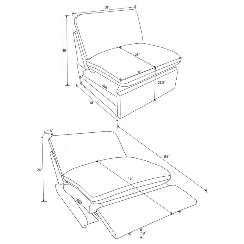 Collins Modular Power Armless Recliner Grey-zoom-